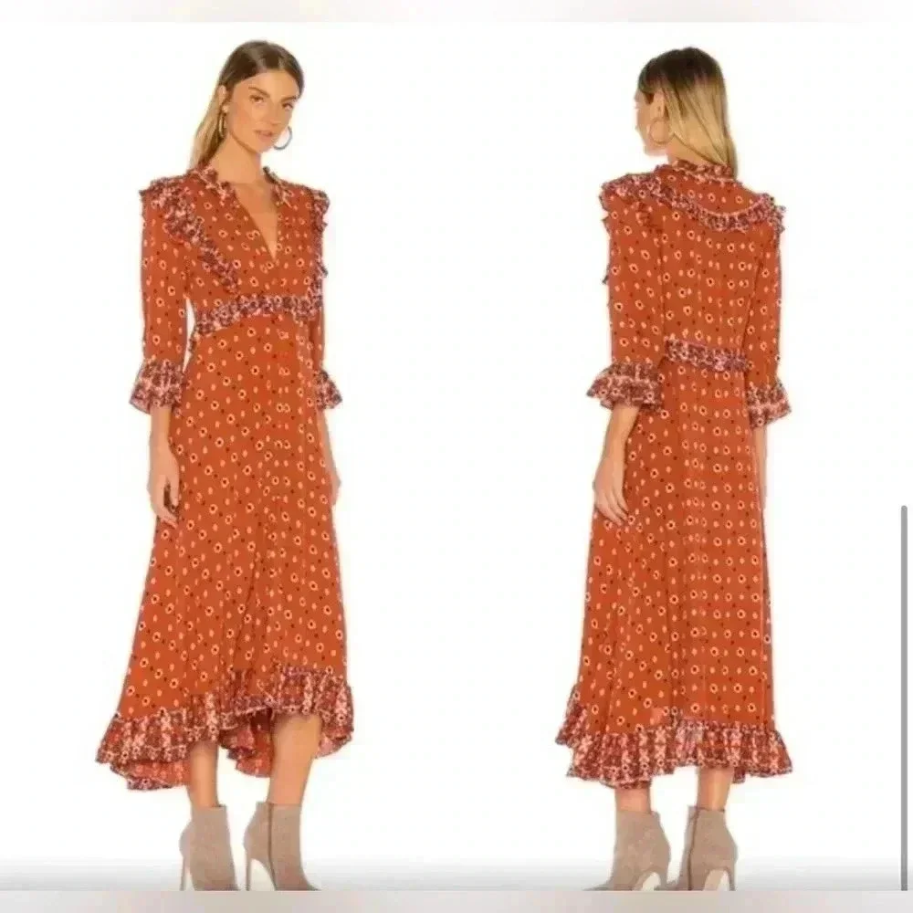 FREE PEOPLE CALICO SKIES MIDI DRESS